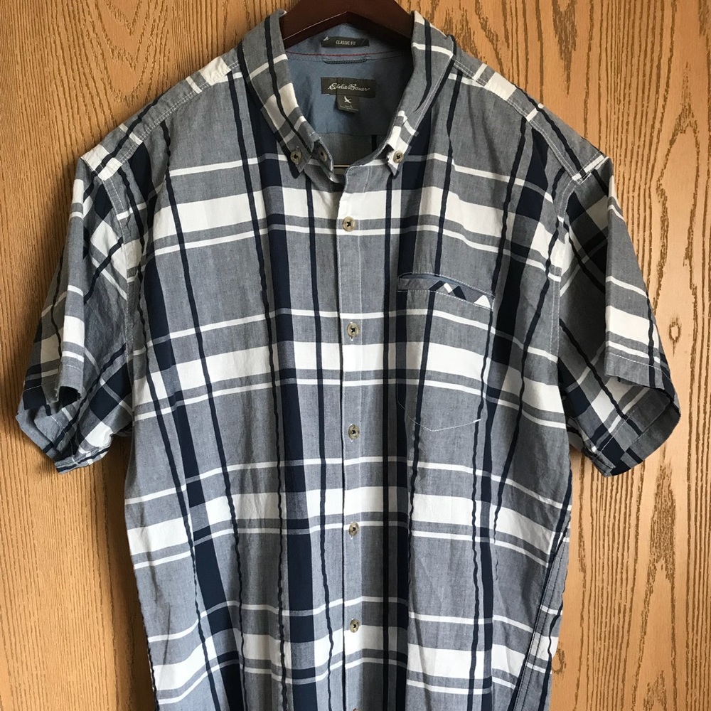 EDDIE BAUER Cotton Blend S/S Button Down Shirt L